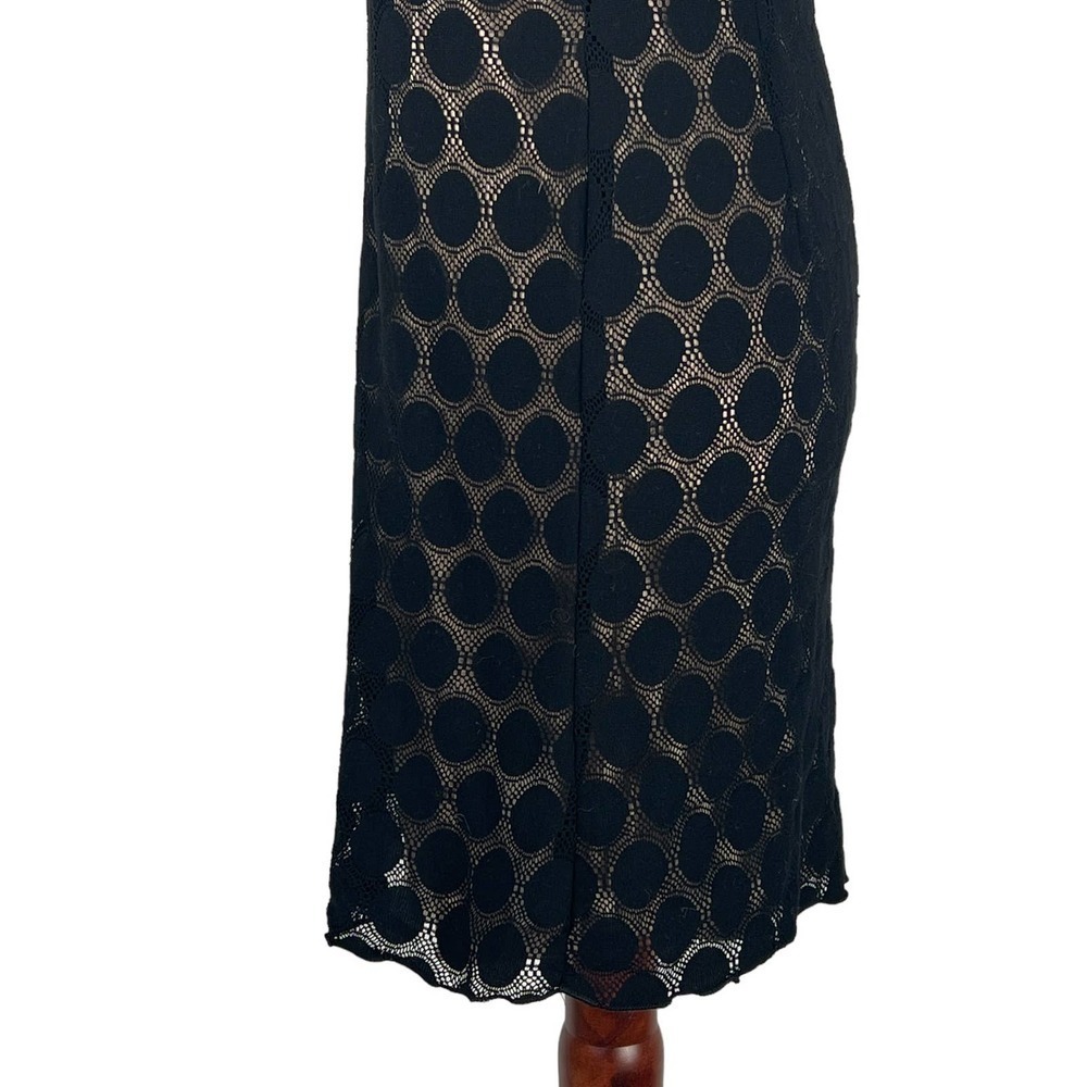 Agb SLEEVELESS POLKA DOT LACE OVERLAY ROUND NECK SHIFT DRESS BLACK/BEIGE 16 EUC - Picture 5 of 15